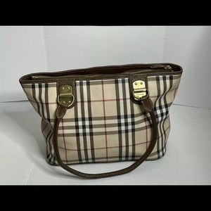 BURBERRY Haymarket Tote Classic Check Choco
